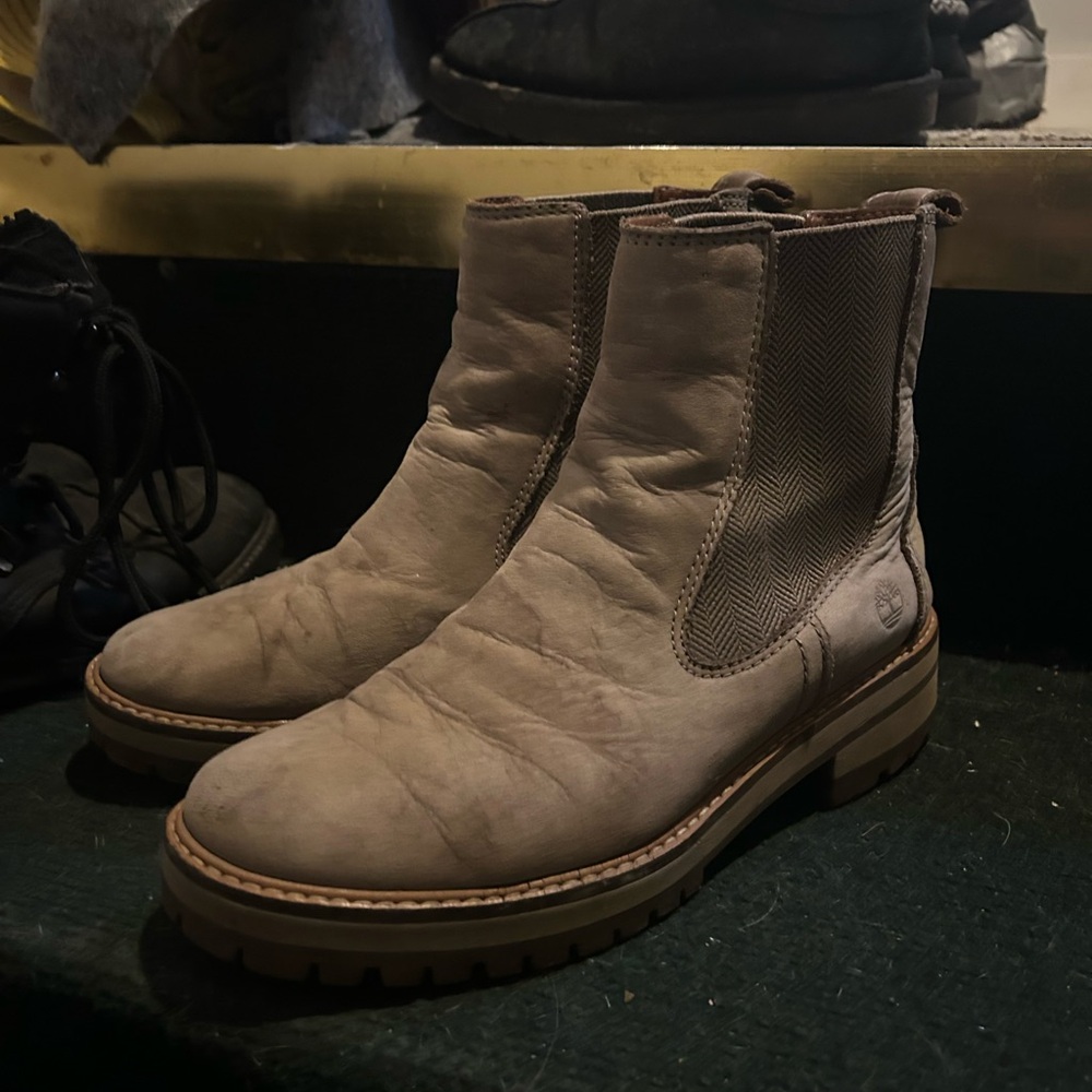 Taupe Leather Ankle Boots